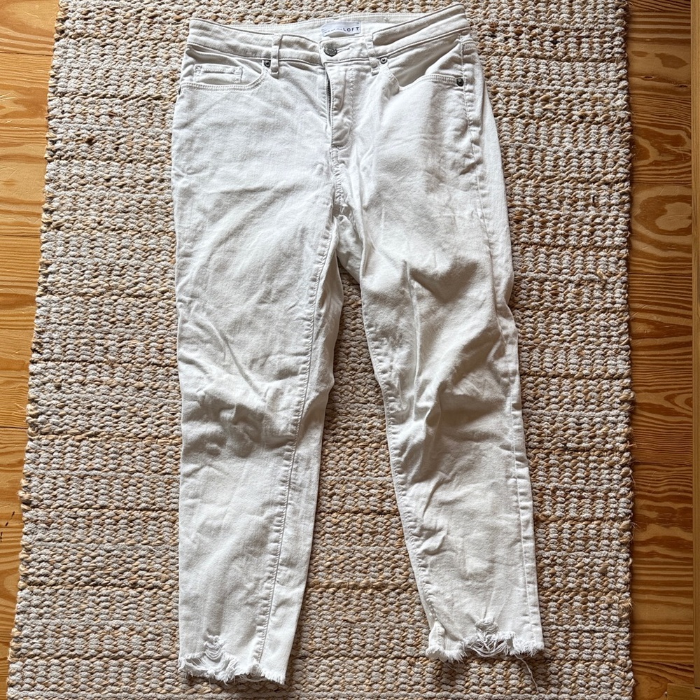 LOFT Curvy Skinny Crop White Jeans